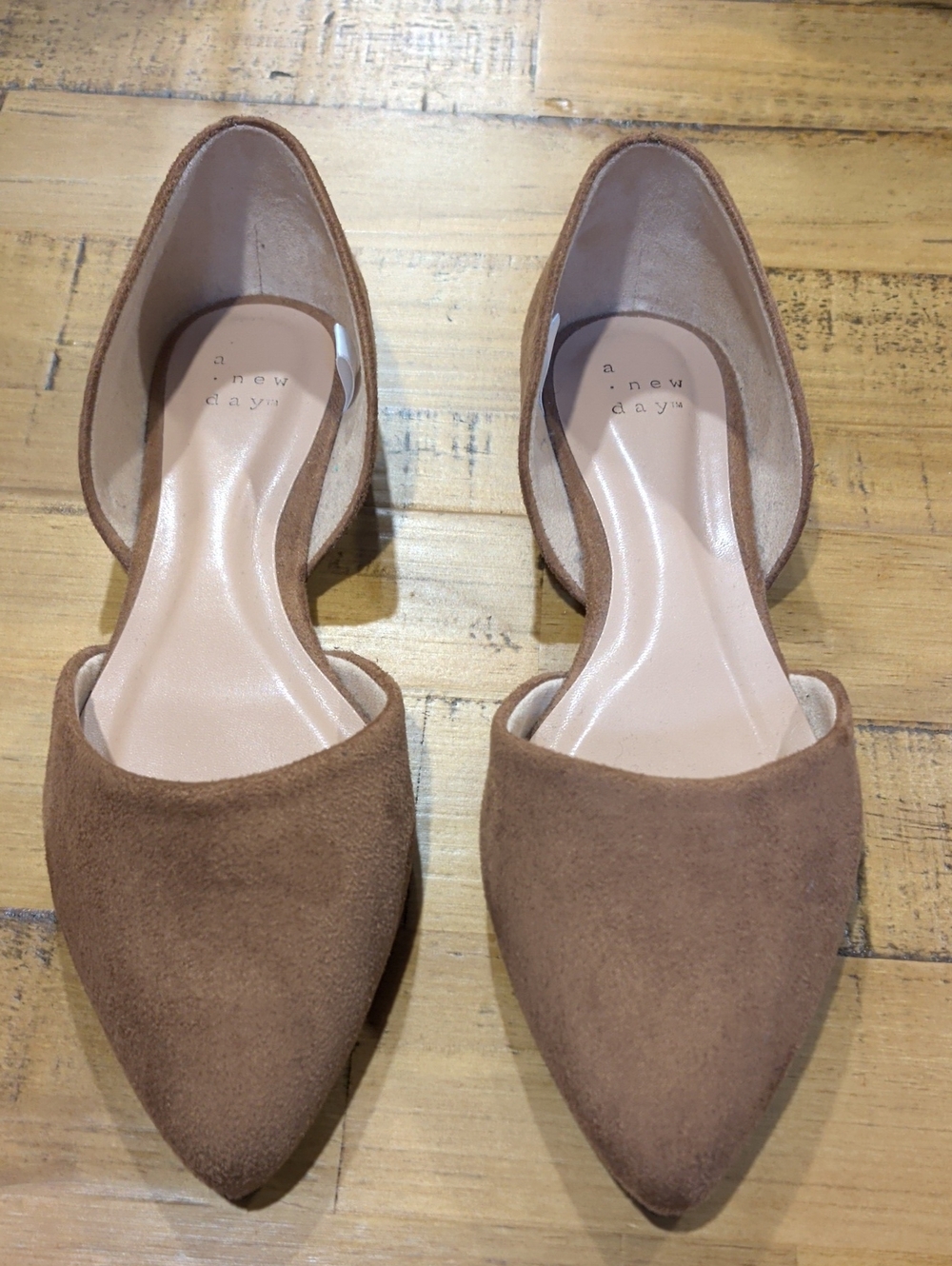 a new day Tan Suede Pointed D'Orsay Flats - Women's